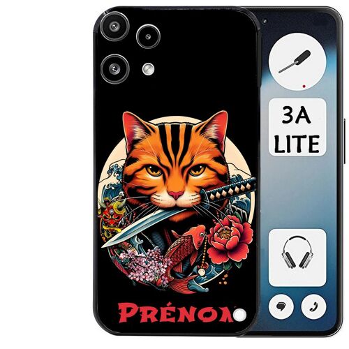 Coque noire Taperso pour Nothing phone 3A LITE avec motif chat carpe koii japan personnalise