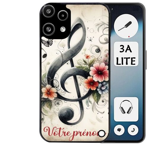 Coque noire Taperso pour Nothing phone 3A LITE avec motif musique cle sol personnalisee