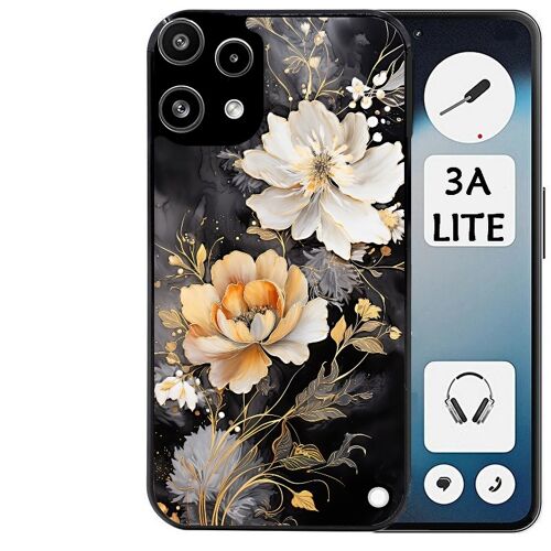 Coque noire Taperso pour Nothing phone 3A LITE avec motif fleur blanche