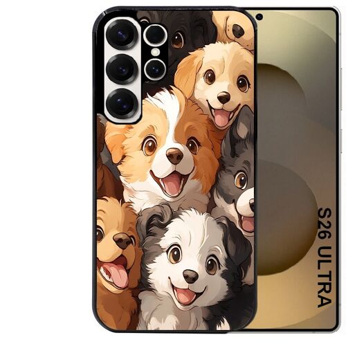 Coque noire Taperso pour Galaxy S26 ULTRA avec motif chien smile