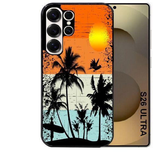 Coque noire Taperso pour Galaxy S26 ULTRA avec motif hawai sun
