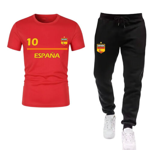 Ensemble Sport Homme Style Espagne - Maillot & Jogging - Collection Printemps / Été (Taille S,Couleur Blanc)