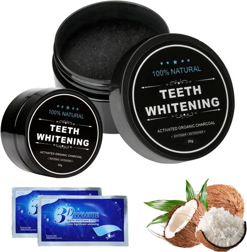 Kalanka-2 Pièces Blanchiment Dentaire Blanchiment Dentaire Professionnel Blanchisseur De Dents Blanchiment Des Dents Au Charbon Actif Poudre De Blanchiment Des Dents 2 Paquets De Dentifrice Gratuits Blanc