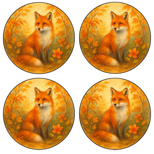 Set De 4 Dessous-De-Verre Renard Automnal