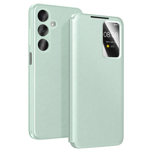 Étui pour Galaxy A37 avec Fenêtre Smart View et Porte-carte Vert