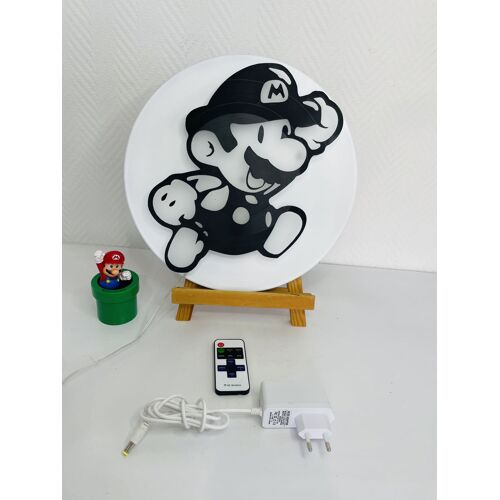 Cadre lumineux (led) réalisé sur disque vinyle 33T silhouette Super Mario 