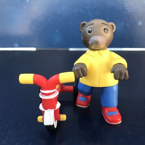 Figurine Petit Ours Brun Et Son Tricycle (Bayard 1975)