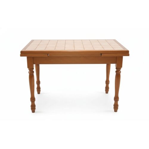 Table extensible en bois massif avec plateau en céramique et 2 rallonges intégrées