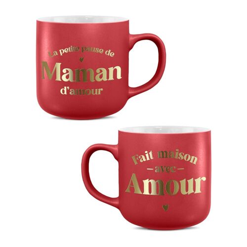 MUG CÉRAMIQUE MAMAN AMOUR ROUGE BRIQUE MAT