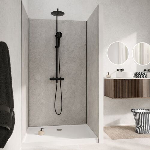 Pack 3 Panneaux Muraux Pierre Light Grey 90+120+90 x 210cm et Profilés Chrome - STONE'IT