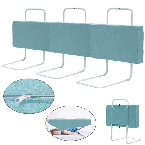 Barrière De Lit Réglable En Hauteur 150 Cm Anti-Chute Tube En Acier Réglable De 40 À 60 Cm Pour Lit D'enfant Lit De Parent Vert Marin