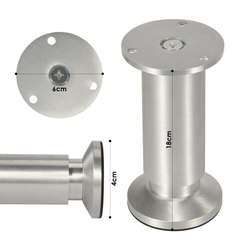 Lot de 8 Pieds de meubles réglables pieds de support de meubles Aluminium adaptés aux canapés, lits, armoires 180mm