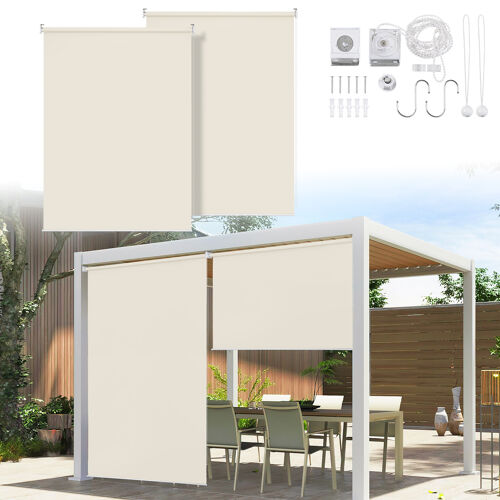 2 Pièces Store Vertical Stores Extérieurs Stores Verticaux De Balcon Protection Solaire 180x240cm Beige