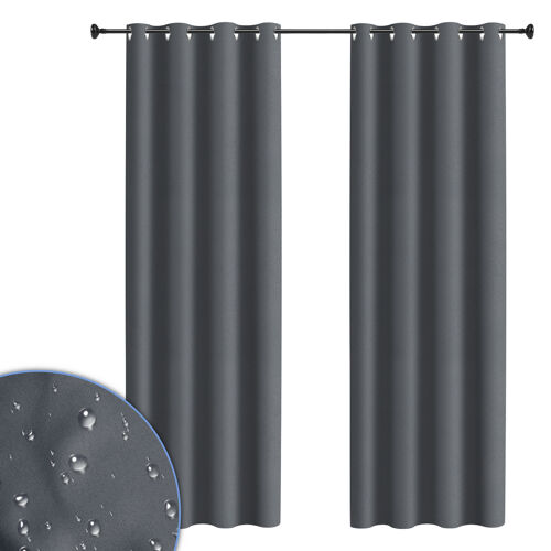 Rideau Extérieur et Intérieur opaques avec ?illets, jardin patio balcon étanche 132 x 244cm Gris foncé 2 Panneaux