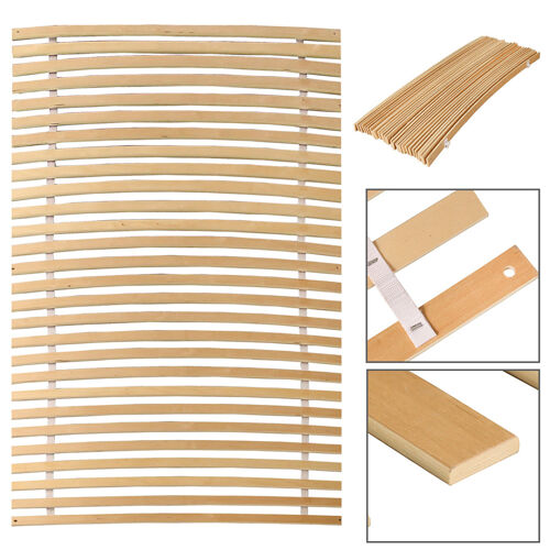 2x Sommier flexible - 90x200 - Lattes en bois - Sommier à lattes - Naturel