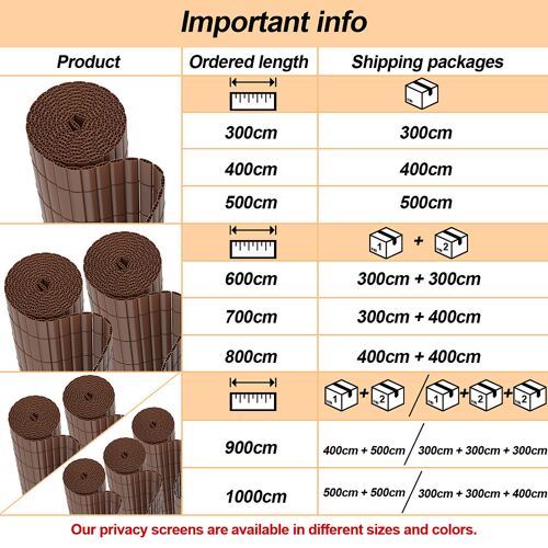 Canisse En Pvc Occultant Cloture, Pour Le Jardinet Balcon Clôture Brise-Vent, Intimité, Avec Serre-Câbles Marron 100 X 600cm