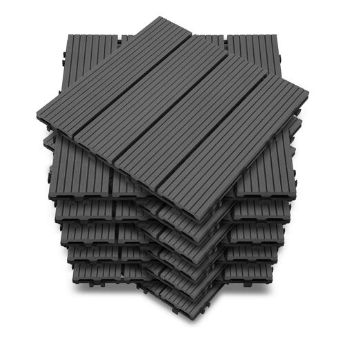 Dalle de terrasse Dalles clipsables en bois Revêtement Carrelage 30 x 30 pour jardin terrasse, anthracite 110 pièces