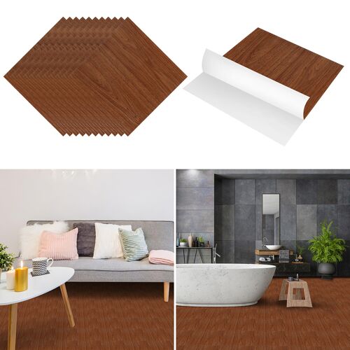 Dalles de sol PVC adhésives -4 Boites de 44 dalles vinyle auto-adhésives - Couleur bois - ca.4 m²