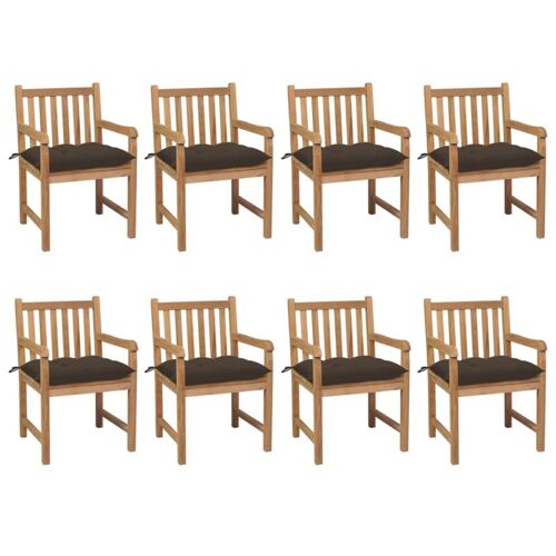 Vidaxl Chaises De Jardin Lot De 8 Avec Coussins Taupe Bois Teck Solide