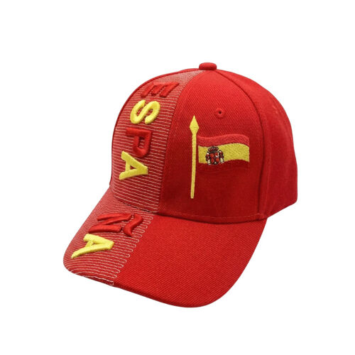 Casquette Espagne Foot Supporter - Rouge - Adulte & Enfant +10 Ans - 100% Coton (Taille Taille Unique,Couleur Rouge)