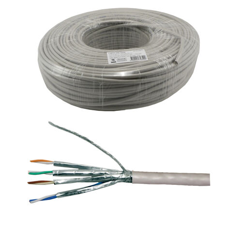 MCL - Réf:C6PST/100 - Rouleau de câble réseau CAT 6 S/FTP patch - 100m Gris