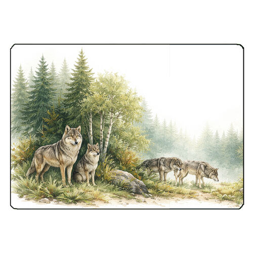 Planche À Découper En Verre Loups Dans La Prairie ¿ 28,5 X 20 Cm