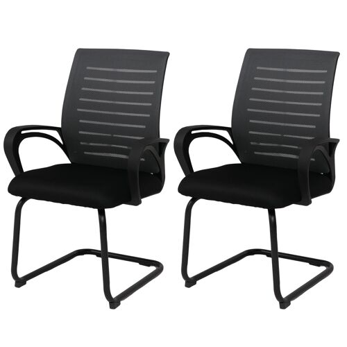 Lot de 2 chaises de conférence HWC-K51, chaise visiteur à piètement luge, tissu/textile (250 g/m²) MVG   gris, structure noire