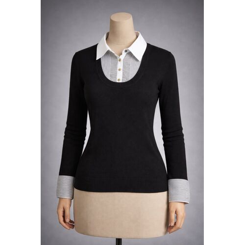 Pull Avec Chemisier Attaché Taille 40 Noir Next