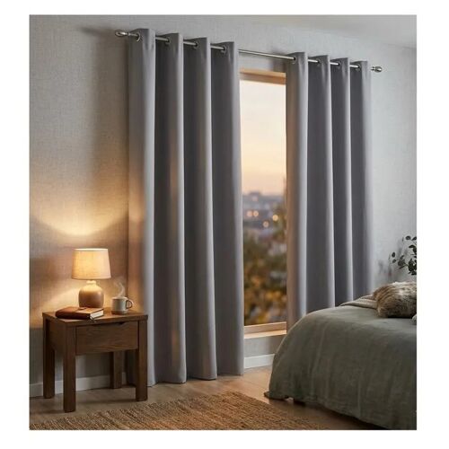 Rideau A Oeillets 140 X 280 Cm Absolu Gris