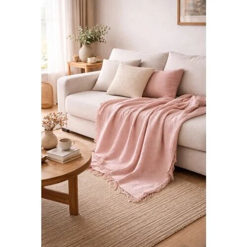 Plaid 130x160 Cm Quadruple Gaze De Coton ¿ Rose Poudré
