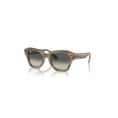 Ray-Ban State Street Lunettes De Soleil - Monture Rayé Vert Verres Gris 49-20