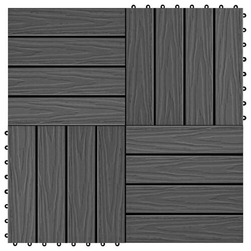 vidaXL Carreau de terrasse Design 3D 11 pcs Noir 30 x 30 cm WPC