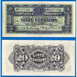 Mozambique 20 Centavos 1933 Neuf Colonie Billet Portugal