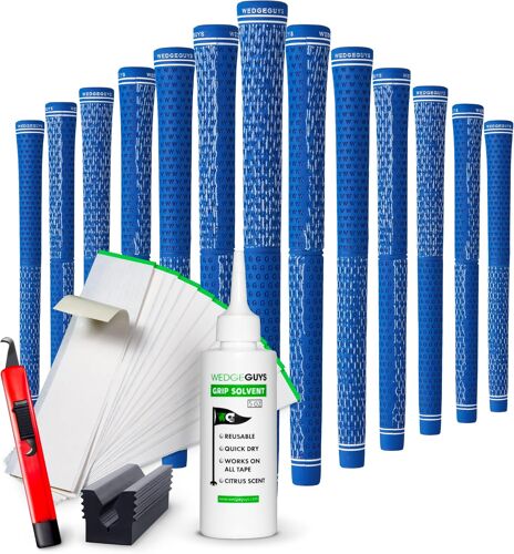 Kit De Regrip Professionnel Golf - Wedge Guys "Deluxe Grip Kit" - Inclus 13 Grips Dc Tour Bleus - Accessoires De Golf - Adhérence Maximale - Grip Putter Golf - Taille Standard - 1 Kit