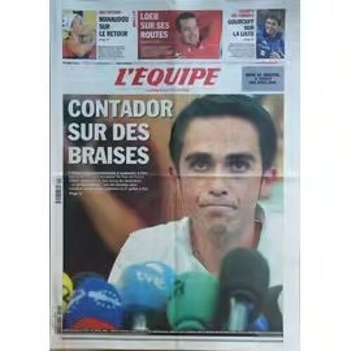 L'Équipe: Alberto Contador Suspendu À Titre Provisoire Par L'Uci Après Un Contrôle Antidopage Positif Au Clenbutérol Lors Du Tour De France 2010.