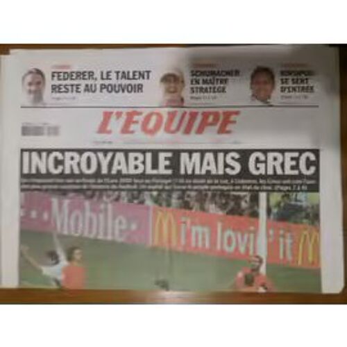 L'Équipe: L'Incroyable Victoire De La Grèce Lors Du Championnat D'Europe De Football En 2004