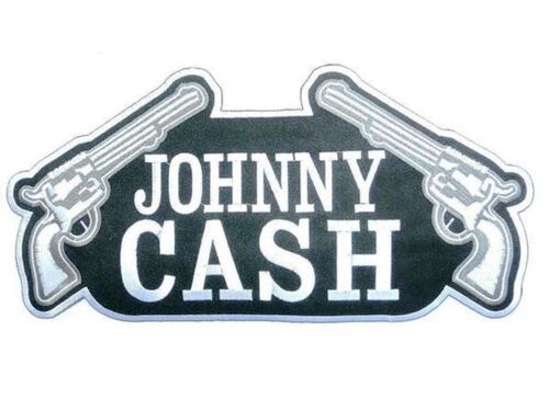 Gros Patch Johnny Cash Et Pistolet 27.5 Cm Ecusson Dos Veste Blouson