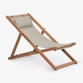Pack De 2 Chaises Longues Pliantes En Bois Avec Coussin Kardis Vert Kaki