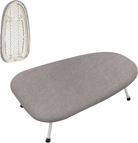 MEVRONISSHOP-Table a Repasser, Planche à Repasser de Table Pliable ¿ Compacte et Stable 61,5 x 39 cm ¿ Gain de Place ¿ Compatible avec Centrale Vapeur ¿ Idéale pour la Maison et Les Voyages ¿ Gris