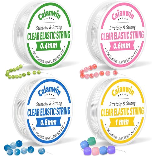 Mevronisshop-Fil Elastique Pour Bracele 4 Rouleaux Elastique Pour Bracelet 0.4mm 0.6mm 0.8mm 1mm Transparen Fil Pour Bracelet Perle, Fil Nylon Pour Bracelets Bijoux En Perles Bricolage