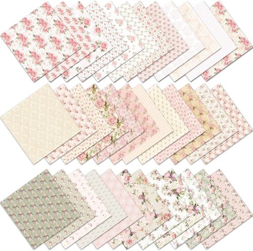 Mevronisshop-36 Feuilles Vintage Papier Scrapbooking Fleurs, 15 X 15 Cm Papier Decoratif Scrapbooking, Feuille Scrapbooking Papier À Fleurs Motif Pourjournal, Carnet, Diy Album, Artisanat, Crafts, Gi