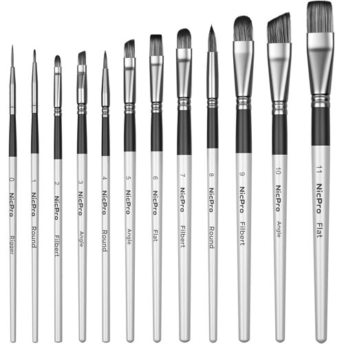 Kalanka-12 Pièces Artiste Pinceaux Peinture, Professionnel Nylon Art Pinceau Pour Débutants Et Professionnels Petits Pinceaux Miniatures Pour Aquarelle, Acrylique, Artisanat, Modèles