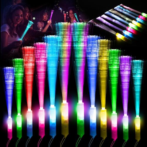 MEVRONISSHOP-Bâtons Lumineux Colorés en Fibre de Verre 12 PCS Bâtons LED Lumineux, Multi-lumière Modes, Jouets de Carnaval de Pâques pour les Fêtes, les concerts, Noël, Clubs, Fêtes d'enfants, Mariag