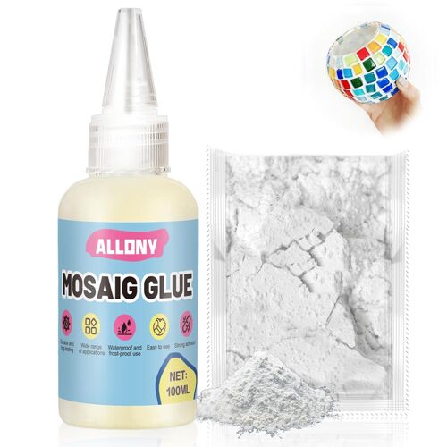 Mevronisshop-100ml Colle Mosaique+100g Pate A Joint Mosaique, Kit Mosaique Adulte, Mosaïque, Colle Bijoux, Mosaique Loisir Creatif Pour Mosaique, Activité Manuelle