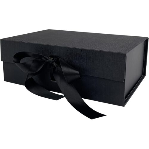 Mevronisshop-Emballage Cadeau Coffret, Coffret Cadeau Avec Et Ruban, Avec Rabattable Boîte Cadeau Pliable, Réutilisable, Idéal Pour Offrir En Cadeau À L'occasion De La Saint-Valentin (Noire)