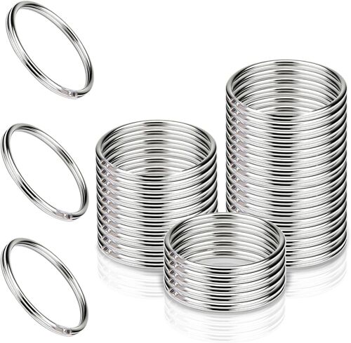 Mevronisshop-Anneaux Porte Clé 25mm Split Porte Clef Mini Split Jump Ring Porte Cle Avec Double Boucles Petits Anneaux En Métal Connecteurs Pour Colliers Boucles D'oreilles Ornements 100 Pièces