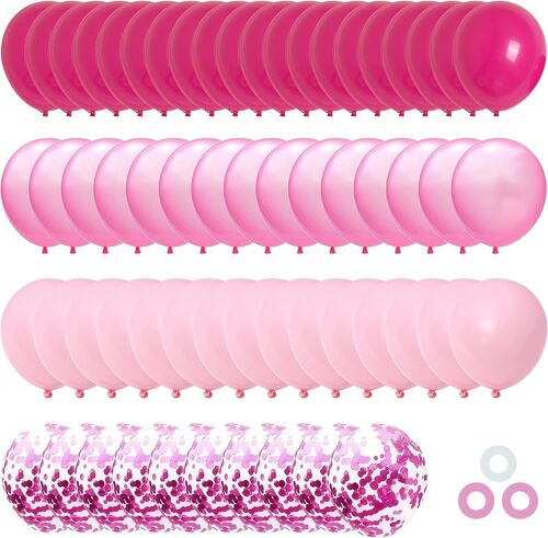 MEVRONISSHOP-60 Pièces magenta, rose pâle, rose macadamia, confettis roses Ballons de Baudruche Gonflable pour Mariage Halloween Remise de Diplômes Décorations Ballons Anniversaire pour Baudruche Mul