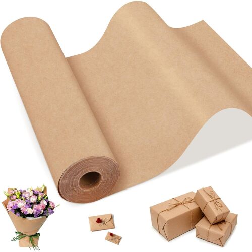 Mevronisshop-Papier Kraft, Naturel Recyclable, Rouleau 30cm X 35m, 75g/¿ Résistant À La Déchirure, Papier Cadeau Pour Emballage, Craft Pour Remplissage De Vide Et Emballage De Colis