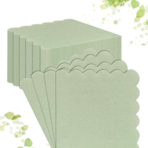 Mevronisshop-Serviette Papier Vert 120pcs Serviette Papier Vert Sauge Anniversaire Pour Fêtes Mariage Pique Nique (Type D'onde)
