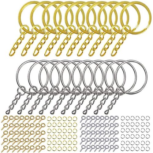 Mevronisshop-220 Pièces Porte-Clés Avec Anneaux De Saut À La Chaîne Vis Épingles À Oeil Ensemble Pour L'artisanat De Bricolage En Résine